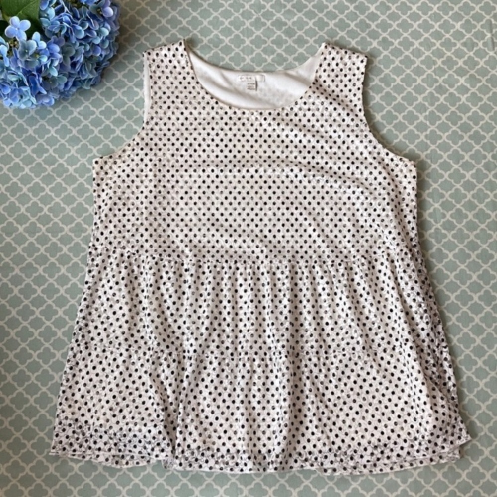 Cato Tiered Lace Polka Dot Tank Blouse 14/16